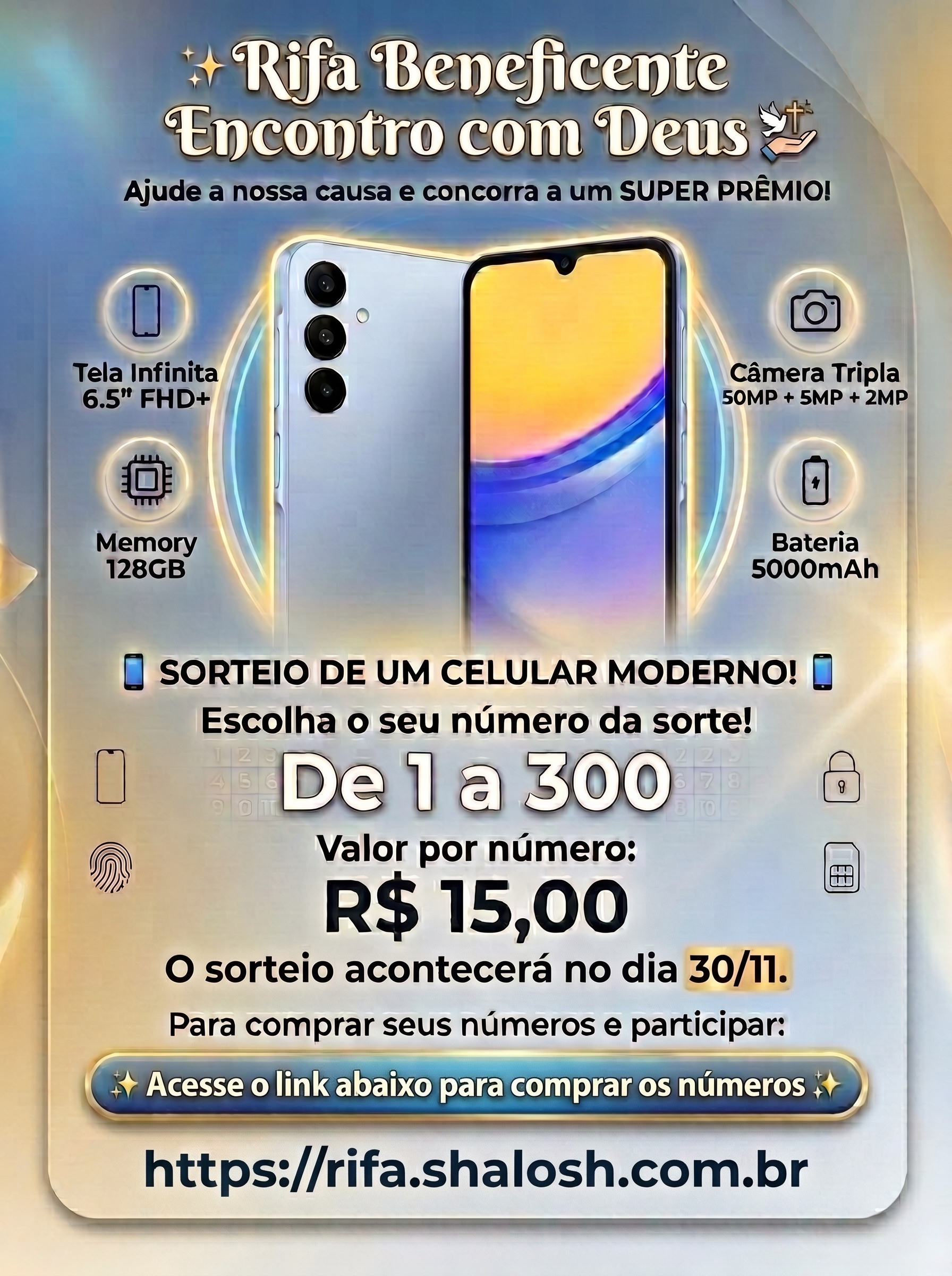 Cartaz da rifa Encontro com Deus